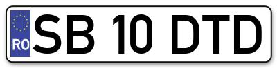 Placuta inmatriculare numar auto  SB-10-DTD, SB 10 DTD, SB10DTD