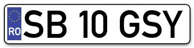 Placuta inmatriculare numar auto  SB-10-GSY, SB 10 GSY, SB10GSY