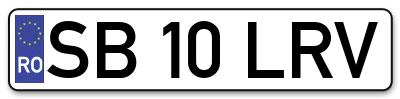 Placuta inmatriculare numar auto  SB-10-LRV, SB 10 LRV, SB10LRV