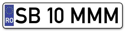 Placuta inmatriculare numar auto  SB-10-MMM, SB 10 MMM, SB10MMM
