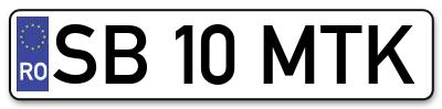 Placuta inmatriculare numar auto  SB-10-MTK, SB 10 MTK, SB10MTK