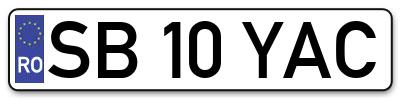 Placuta inmatriculare numar auto  SB-10-YAC, SB 10 YAC, SB10YAC