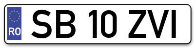 Placuta inmatriculare numar auto  SB-10-ZVI, SB 10 ZVI, SB10ZVI