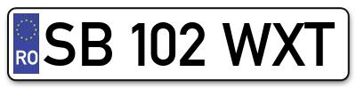 Placuta inmatriculare numar auto  SB-102-WXT, SB 102 WXT, SB102WXT