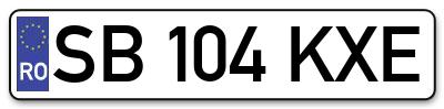 Placuta inmatriculare numar auto  SB-104-KXE, SB 104 KXE, SB104KXE