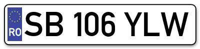 Placuta inmatriculare numar auto  SB-106-YLW, SB 106 YLW, SB106YLW