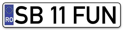 Placuta inmatriculare numar auto  SB-11-FUN, SB 11 FUN, SB11FUN