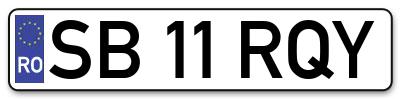 Placuta inmatriculare numar auto  SB-11-RQY, SB 11 RQY, SB11RQY