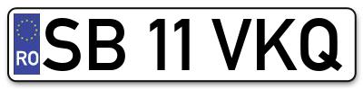 Placuta inmatriculare numar auto  SB-11-VKQ, SB 11 VKQ, SB11VKQ