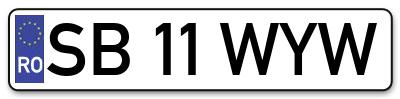 Placuta inmatriculare numar auto  SB-11-WYW, SB 11 WYW, SB11WYW