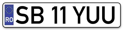 Placuta inmatriculare numar auto  SB-11-YUU, SB 11 YUU, SB11YUU