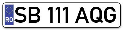 Placuta inmatriculare numar auto  SB-111-AQG, SB 111 AQG, SB111AQG