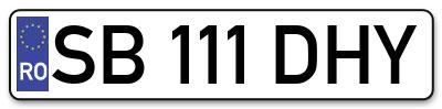 Placuta inmatriculare numar auto  SB-111-DHY, SB 111 DHY, SB111DHY