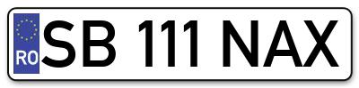 Placuta inmatriculare numar auto  SB-111-NAX, SB 111 NAX, SB111NAX