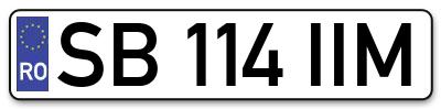 Placuta inmatriculare numar auto  SB-114-IIM, SB 114 IIM, SB114IIM