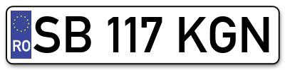 Placuta inmatriculare numar auto  SB-117-KGN, SB 117 KGN, SB117KGN