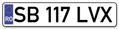 Placuta inmatriculare numar auto  SB-117-LVX, SB 117 LVX, SB117LVX