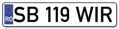 Placuta inmatriculare numar auto  SB-119-WIR, SB 119 WIR, SB119WIR