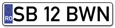 Placuta inmatriculare numar auto  SB-12-BWN, SB 12 BWN, SB12BWN
