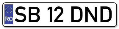 Placuta inmatriculare numar auto  SB-12-DND, SB 12 DND, SB12DND
