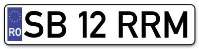 Placuta inmatriculare numar auto  SB-12-RRM, SB 12 RRM, SB12RRM