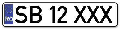 Placuta inmatriculare numar auto  SB-12-XXX, SB 12 XXX, SB12XXX