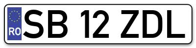Placuta inmatriculare numar auto  SB-12-ZDL, SB 12 ZDL, SB12ZDL