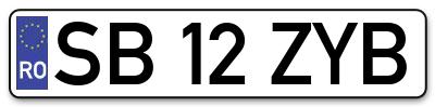 Placuta inmatriculare numar auto  SB-12-ZYB, SB 12 ZYB, SB12ZYB