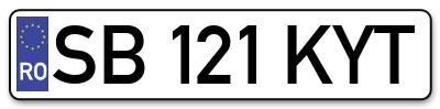 Placuta inmatriculare numar auto  SB-121-KYT, SB 121 KYT, SB121KYT