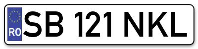 Placuta inmatriculare numar auto  SB-121-NKL, SB 121 NKL, SB121NKL