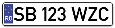 Placuta inmatriculare numar auto  SB-123-WZC, SB 123 WZC, SB123WZC
