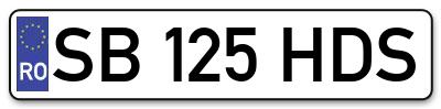 Placuta inmatriculare numar auto  SB-125-HDS, SB 125 HDS, SB125HDS