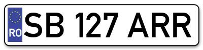 Placuta inmatriculare numar auto  SB-127-ARR, SB 127 ARR, SB127ARR