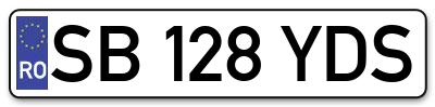Placuta inmatriculare numar auto  SB-128-YDS, SB 128 YDS, SB128YDS