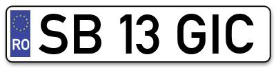 Placuta inmatriculare numar auto  SB-13-GIC, SB 13 GIC, SB13GIC