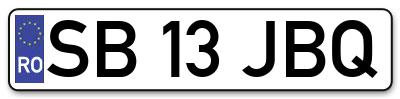 Placuta inmatriculare numar auto  SB-13-JBQ, SB 13 JBQ, SB13JBQ