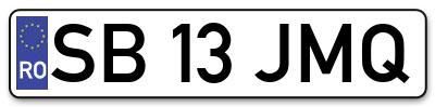 Placuta inmatriculare numar auto  SB-13-JMQ, SB 13 JMQ, SB13JMQ