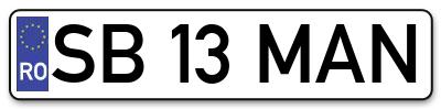 Placuta inmatriculare numar auto  SB-13-MAN, SB 13 MAN, SB13MAN