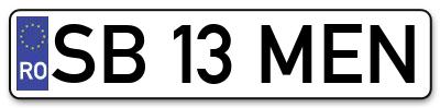 Placuta inmatriculare numar auto  SB-13-MEN, SB 13 MEN, SB13MEN