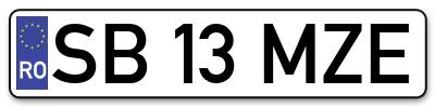 Placuta inmatriculare numar auto  SB-13-MZE, SB 13 MZE, SB13MZE