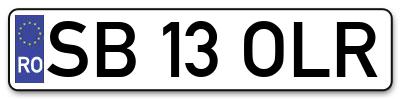Placuta inmatriculare numar auto  SB-13-OLR, SB 13 OLR, SB13OLR