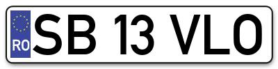 Placuta inmatriculare numar auto  SB-13-VLO, SB 13 VLO, SB13VLO