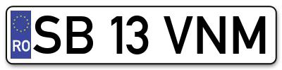 Placuta inmatriculare numar auto  SB-13-VNM, SB 13 VNM, SB13VNM