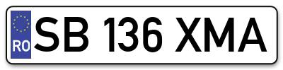 Placuta inmatriculare numar auto  SB-136-XMA, SB 136 XMA, SB136XMA