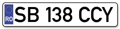 Placuta inmatriculare numar auto  SB-138-CCY, SB 138 CCY, SB138CCY