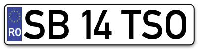 Placuta inmatriculare numar auto  SB-14-TSO, SB 14 TSO, SB14TSO