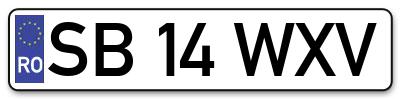 Placuta inmatriculare numar auto  SB-14-WXV, SB 14 WXV, SB14WXV