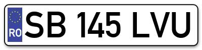 Placuta inmatriculare numar auto  SB-145-LVU, SB 145 LVU, SB145LVU