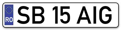 Placuta inmatriculare numar auto  SB-15-AIG, SB 15 AIG, SB15AIG