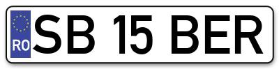 Placuta inmatriculare numar auto  SB-15-BER, SB 15 BER, SB15BER